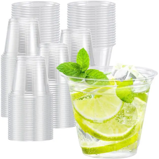 Main image of 100 Pack 9 oz Clear Plastic Cups, Disposable Cups Wine Cocktail Punch, Sturdy & Food Safe Plastic Cup for Party & Wedding