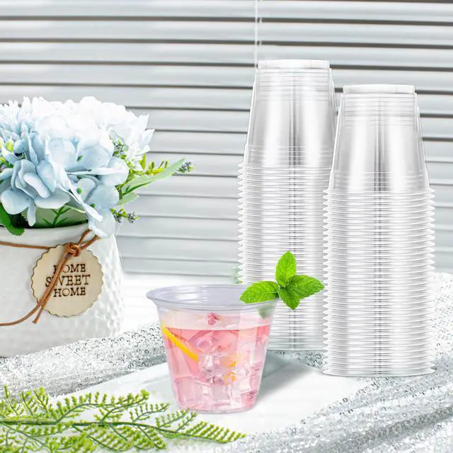 Alt view image 3 of 6 - 100 Pack 9 oz Clear Plastic Cups, Disposable Cups Wine Cocktail Punch, Sturdy & Food Safe Plastic Cup for Party & Wedding