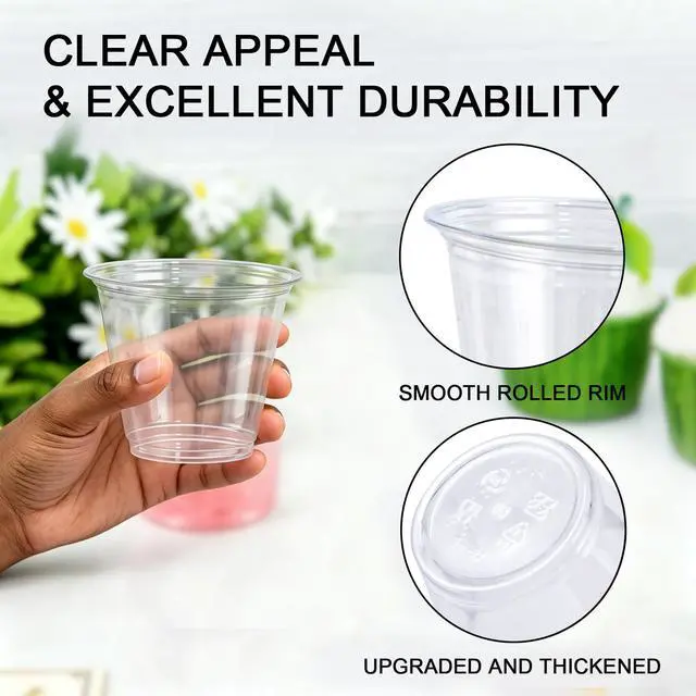 Alt view image 4 of 6 - 100 Pack 9 oz Clear Plastic Cups, Disposable Cups Wine Cocktail Punch, Sturdy & Food Safe Plastic Cup for Party & Wedding