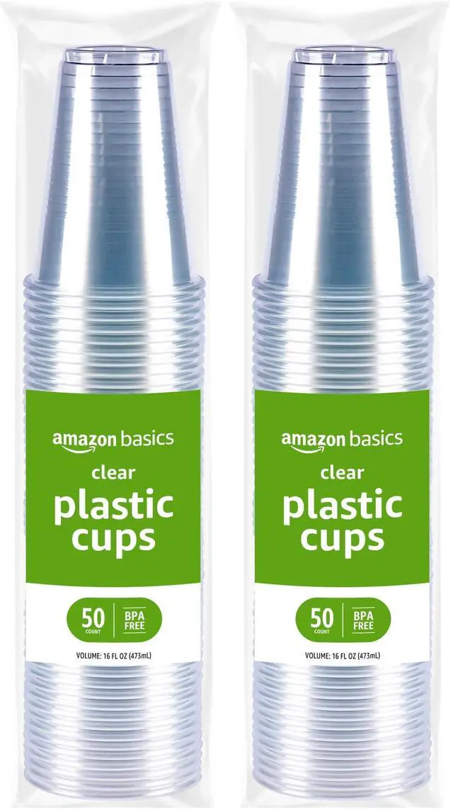 Main image of Disposable Clear Plastic Cups for Cold Drinks, BPA-Free, Easy to Hold, 16oz, 50 Count (Pack of 2)