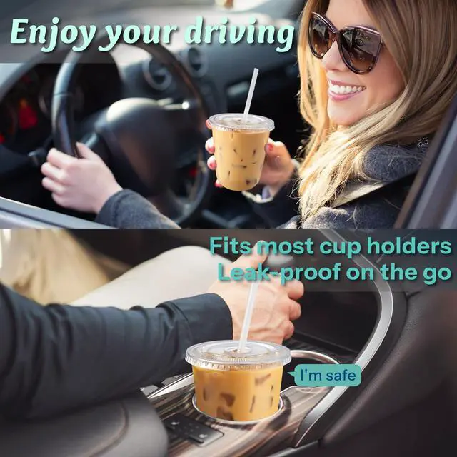 Alt view image 5 of 6 - 25 Pack 12 oz Clear Plastic Cups with Lids and Straws, Leak-Proof Iced Coffee Cups BPA-Free Disposable To-Go Cups for Iced Coffee, Smoothies, Juice, Kids, Daily Use & Small Gatherings