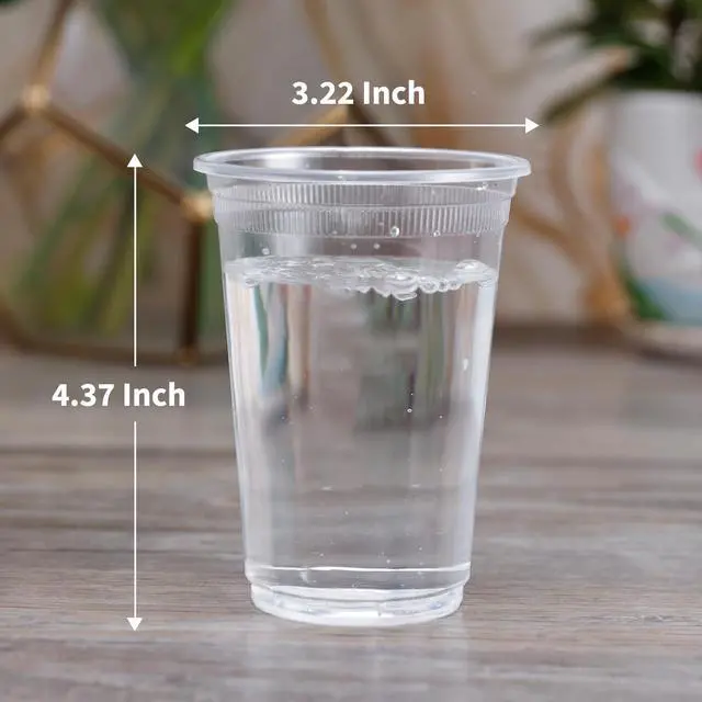 Alt view image 7 of 7 - Plastic Cups, 100 Pack 12 Oz Clear Plastic Cups Disposable 12 Oz for Home Office Outdoors Picnic, Suitable for Anniversary Party