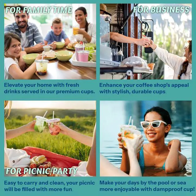 Alt view image 6 of 6 - 25 Pack 12 oz Clear Plastic Cups with Lids and Straws, Leak-Proof Iced Coffee Cups BPA-Free Disposable To-Go Cups for Iced Coffee, Smoothies, Juice, Kids, Daily Use & Small Gatherings