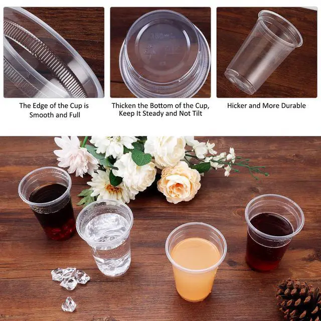 Alt view image 3 of 7 - Plastic Cups, 100 Pack 12 Oz Clear Plastic Cups Disposable 12 Oz for Home Office Outdoors Picnic, Suitable for Anniversary Party