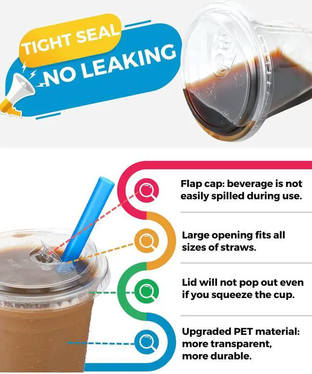 Alt view image 2 of 7 - 16 oz Clear Plastic Cups with Strawless-Sip-Lids, 25 Sets Disposable Cup Plastic Iced Coffee Cups, To Go Cup with Sip Through Lids for Smoothie, Milkshake, Cold Drinks for Party, Wedding, Event