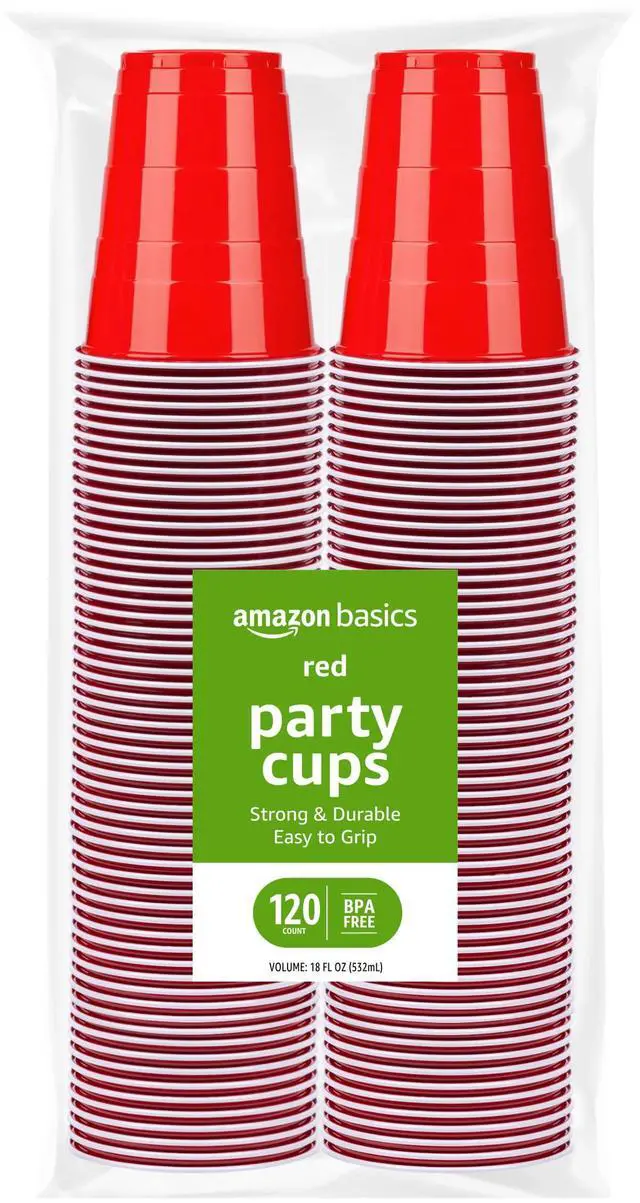 Main image of Disposable Red Plastic Party Cups, BPA-Free, 18oz, for Birthdays, BBQs and Events, 120 Count