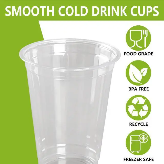 Alt view image 3 of 7 - 50 Pack Extra Thick Plastic Cups 9oz Disposable Clear Cups Bulk, Smooth Plastic Disposable Cold Cups for Party Birthday Event Bar Cup, Clear Drink Cup for Juice, Ice Cream, Wine, Cocktail