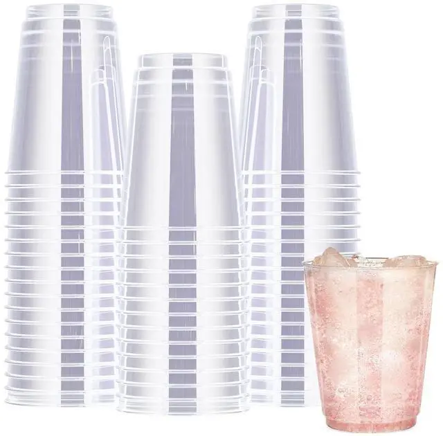 Main image of Clear Plastic Cups, 50 Pack Heavy Duty 10 OZ Disposable cups, Plastic cocktail Glasses, Heavy Duty Clear Disposable Cocktail Glasses