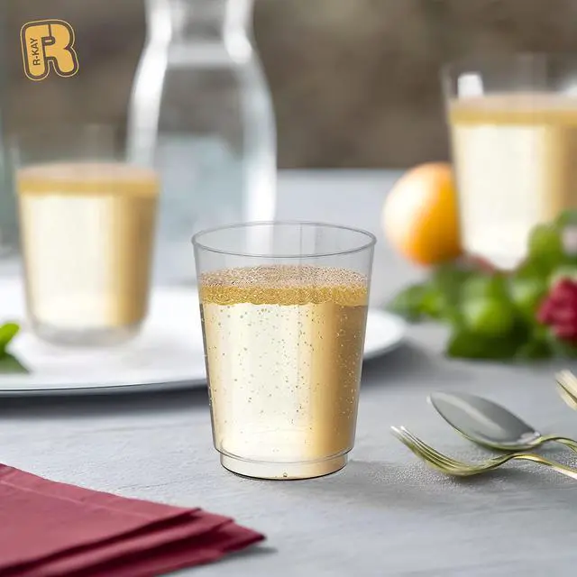Alt view image 5 of 6 - Clear Plastic Cups, 50 Pack Heavy Duty 10 OZ Disposable cups, Plastic cocktail Glasses, Heavy Duty Clear Disposable Cocktail Glasses