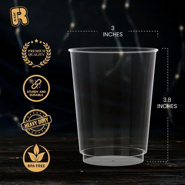 Alt view image 4 of 6 - Clear Plastic Cups, 50 Pack Heavy Duty 10 OZ Disposable cups, Plastic cocktail Glasses, Heavy Duty Clear Disposable Cocktail Glasses