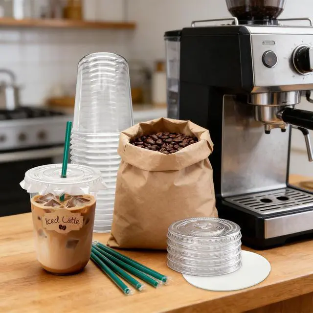 Alt view image 4 of 5 - 25 Sets 16 oz Clear Plastic Cups with Lids and Straws, Disposable Iced Coffee Cups for Cold Beverages, Smoothies, Bubble Tea, Includes Leak-Proof Paper and Stickers
