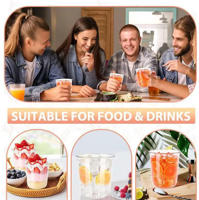 Alt view image 6 of 6 - Disposable Stemless Clear Plastic Cups 12OZ NATURAL Arc Plant Based wine glasses For Parties Weddings Birthdays Cocktail BPA Free Recyclable Clear Cold Cups (Set of 50)