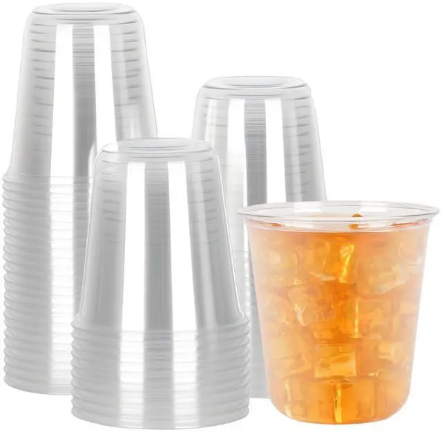 Main image of 50Pcs Clear Plastic Cups Dome Transparent Disposable Party Cup 12oz Cold Coffee Beverage Snacks Wine Glasses for Halloween Graduation Birthday Xmas Party Holiday Gatherings (Clear, 12oz)