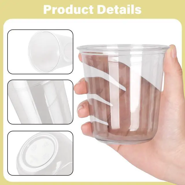 Alt view image 2 of 5 - 50Pcs Clear Plastic Cups Dome Transparent Disposable Party Cup 12oz Cold Coffee Beverage Snacks Wine Glasses for Halloween Graduation Birthday Xmas Party Holiday Gatherings (Clear, 12oz)