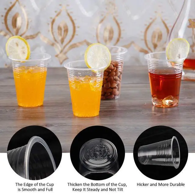 Alt view image 3 of 7 - 100 Pack 8 Oz Plastic Cups, Clear Plastic Cups 8 Oz, Durable Party Cups for Home Office Outdoor
