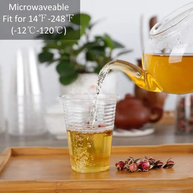 Alt view image 4 of 7 - 100 Pack 8 Oz Plastic Cups, Clear Plastic Cups 8 Oz, Durable Party Cups for Home Office Outdoor
