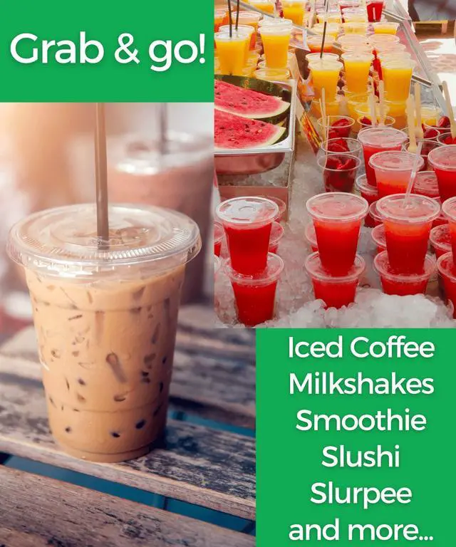 Alt view image 4 of 7 - 12 oz Clear Plastic Cups with Lids and Straws, Disposable Coffee Cups 25 Sets