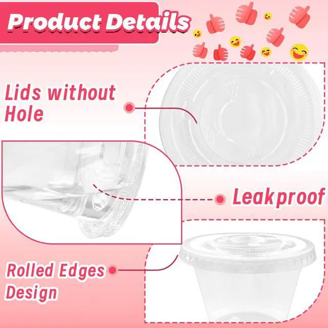 Alt view image 3 of 6 - 50 Pack 6 Oz Plastic Cups with Flat Lids,Clear Disposable Dessert Cup,Leakproof Party Containers for Fruit,Ice Cream,Cold Drinks,Mousse,Yogurt(No Hole)
