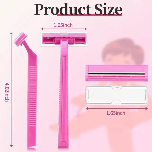 Alt view image 2 of 7 - 30 Count Women's Disposable Razors, Twin Blade Shaving Razor Pink Stainless Steel Women's Disposable Razors for Men Women Camping Traveling Home