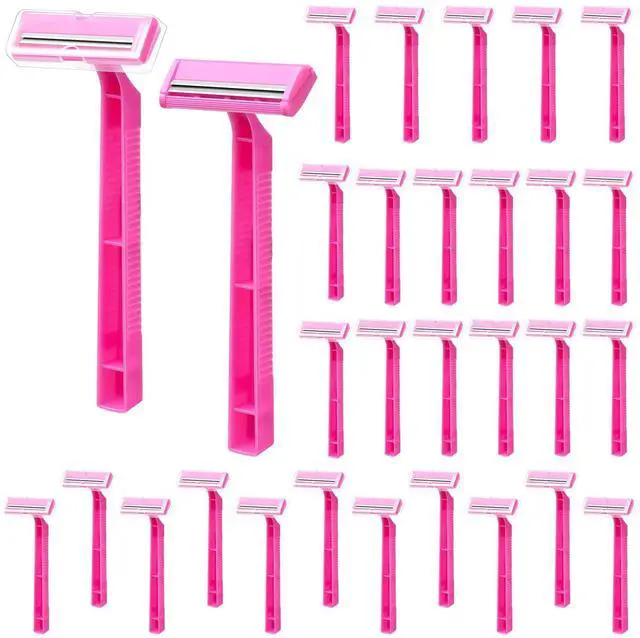 Main image of 30 Count Women's Disposable Razors, Twin Blade Shaving Razor Pink Stainless Steel Women's Disposable Razors for Men Women Camping Traveling Home