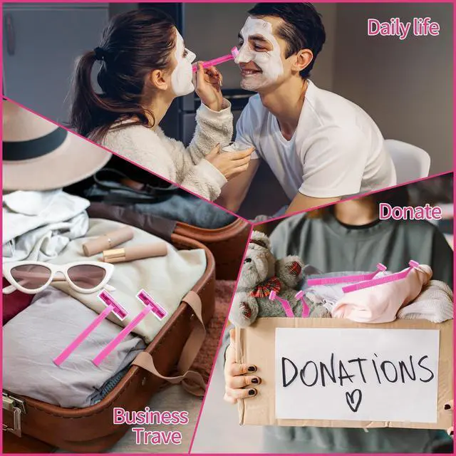 Alt view image 6 of 7 - 30 Count Women's Disposable Razors, Twin Blade Shaving Razor Pink Stainless Steel Women's Disposable Razors for Men Women Camping Traveling Home