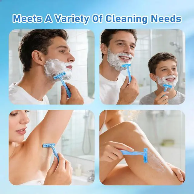 Alt view image 3 of 6 - Disposable Razors, Light Blue Bulk Razors With Knife Caps, Double-edged, Individually Packaged, Suitable For Hotels, Home, Homeless People, Charities (50-PACK)