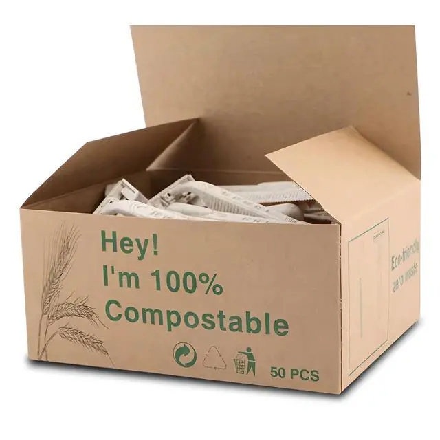 Alt view image 3 of 7 - Biodegradable Disposable Razors Bulk 50 Pack Eco-Friendly Wheat Straw Twin Blade Shavers for Men & Women Non-Toxic, Plastic-Free Packaging, Travel & Hotel Ready