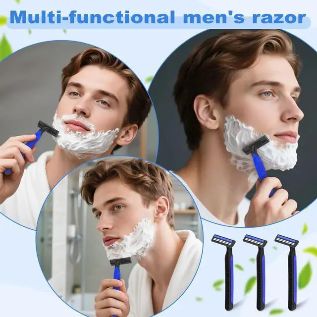Alt view image 5 of 6 - Disposable Twin Blade Razors in Bulk, Individually Wrapped - Clear Safety Cap, For Homeless, Hotel, Airbnb, Travel (pack of 50,blue)