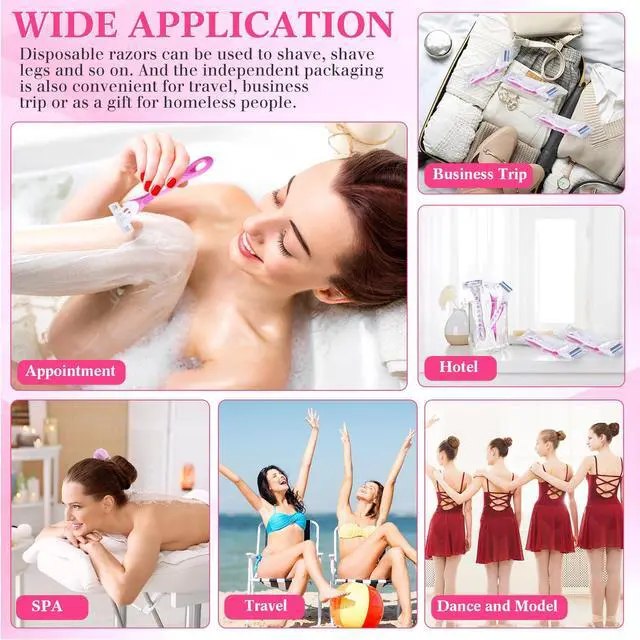 Alt view image 6 of 6 - 12 Count Women's Disposable Razors Blades Bulk 3 Blade Razors for Women Disposable Head Razor Sensitive Skin Razor Comfortable Shave for Bathing Hotel Travel