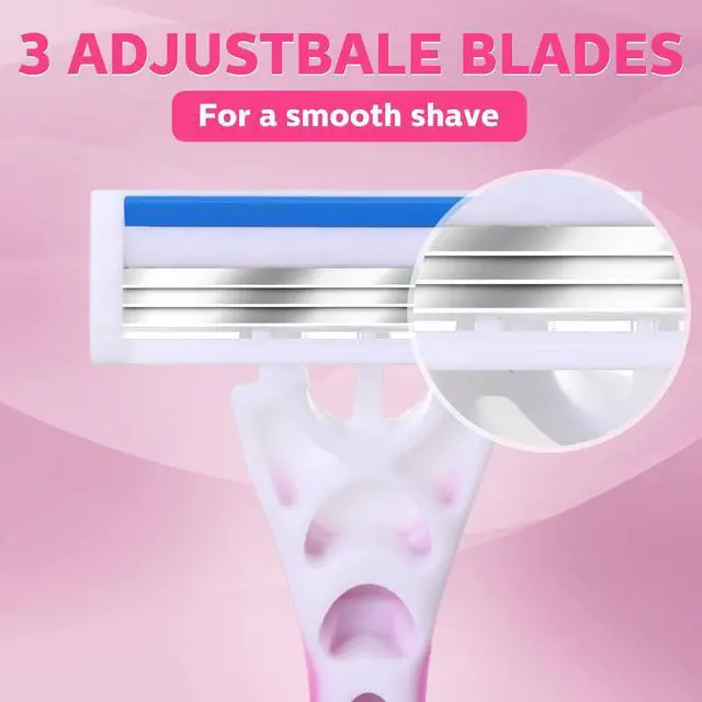 Alt view image 2 of 6 - 12 Count Women's Disposable Razors Blades Bulk 3 Blade Razors for Women Disposable Head Razor Sensitive Skin Razor Comfortable Shave for Bathing Hotel Travel