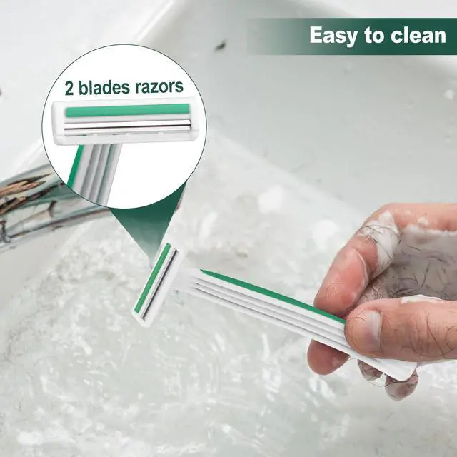 Alt view image 3 of 6 - Disposable Razors in Bulk ,Green Razors Individually Wrapped Bulk,Twin Blade Razors with Clear Safety Cap and Shaving Cream, Razors For Homeless, Hotel,Air Bnb,Shelter/Homeless/Travel (30)