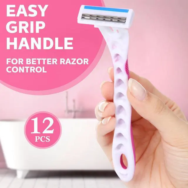 Alt view image 4 of 6 - 12 Count Women's Disposable Razors Blades Bulk 3 Blade Razors for Women Disposable Head Razor Sensitive Skin Razor Comfortable Shave for Bathing Hotel Travel