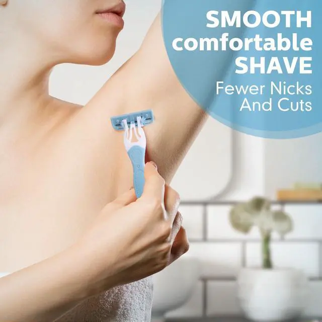 Alt view image 5 of 7 - 10 Pcs Women Disposable Razors Bulk 5 Blade for Sensitive Skin Individually Packaged Shaving Razors for Hotel Spa Travel Daily