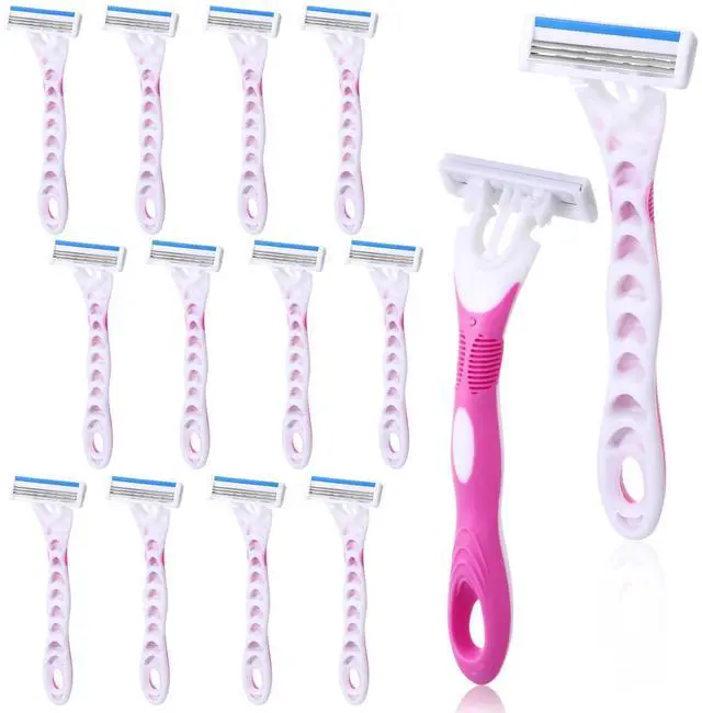 Main image of 12 Count Women's Disposable Razors Blades Bulk 3 Blade Razors for Women Disposable Head Razor Sensitive Skin Razor Comfortable Shave for Bathing Hotel Travel