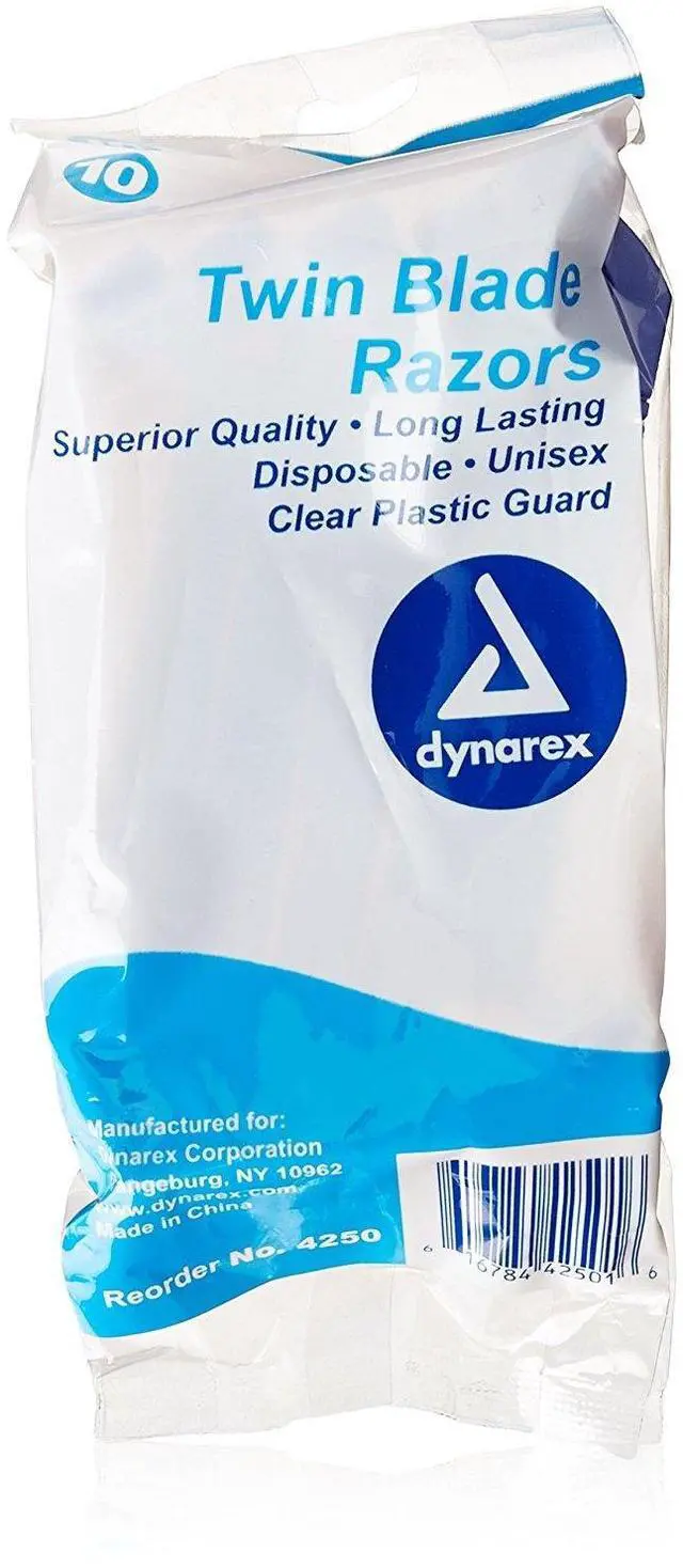 Main image of DynaCare Twin Blade Razors, Disposable Unisex Razor with Two Blades Provides Smooth, Close Shave, Ideal for use Prior to Procedures or Tattoos, Blue, 1 Box of 50 Twin Blade Razors