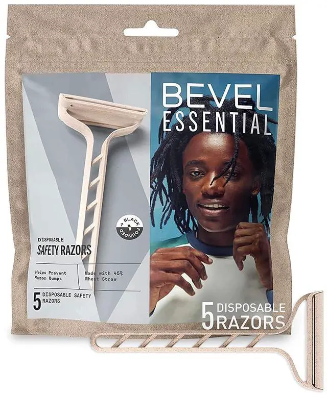 Main image of Essentials Disposable Safety Razors for Men, Double Edge Stainless Steel Blade Helps Prevent Nicks and Razor Bumps, Travel Essentials, 5 Count
