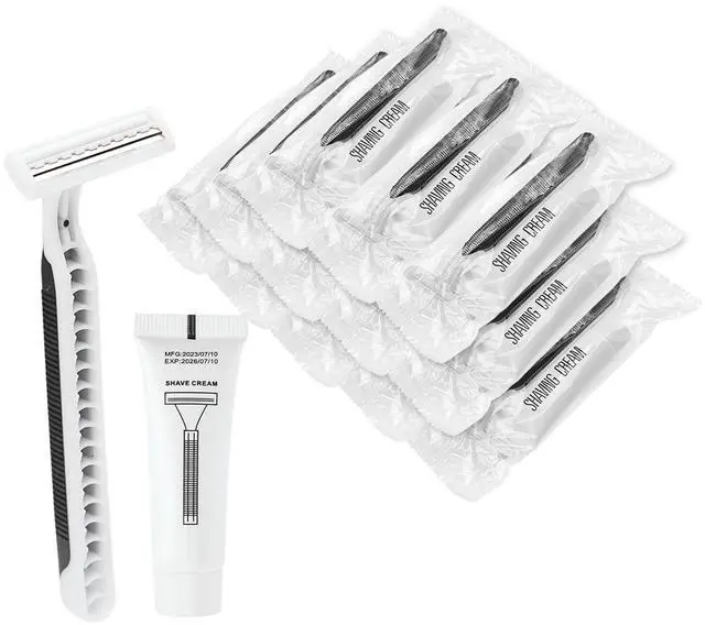 Main image of Disposable Razors in Bulk Pack of 30,Black Disposable Shaving Razors Individual Wrapped Twin Blade Bulk Disposable Razors with Clear Cap and 10g Shaving Cream for Homeless,Hotel,Travel,Charity,Shelter