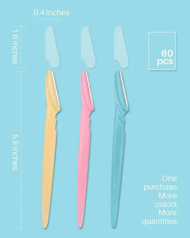 Alt view image 2 of 5 - Dermaplane Razor, 60 Pcs Face Razors for Women and Men, Multipurpose Eyebrow Razor, Dermaplaning Tool for Face by MoHern, Multi-Color (60 Pcs)