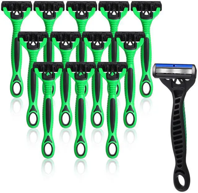 Main image of 12 Pcs Mens Disposable Razors Bulk 3 Blade Sensitive Head Shaving Razors for Men Travel Hotel Spa Christmas Party Gift
