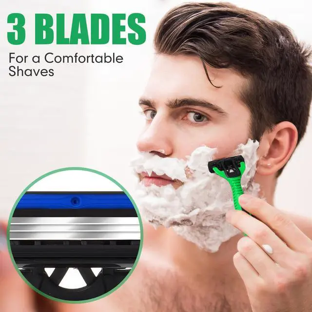 Alt view image 3 of 7 - 12 Pcs Mens Disposable Razors Bulk 3 Blade Sensitive Head Shaving Razors for Men Travel Hotel Spa Christmas Party Gift