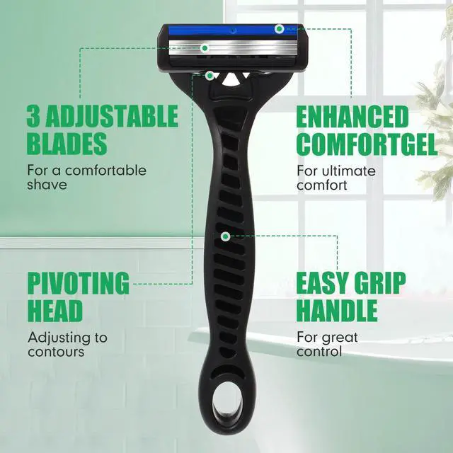 Alt view image 2 of 7 - 12 Pcs Mens Disposable Razors Bulk 3 Blade Sensitive Head Shaving Razors for Men Travel Hotel Spa Christmas Party Gift
