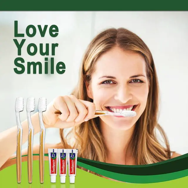 Alt view image 4 of 7 - 20 pcs Disposable Toothbrush with Toothpaste Bulk Individually Wrapped, Travel Toothbrush Kit, Hotel Toothbrushes Bulk for Airbnb,Shelter/Wedding/Nursing Home/Charity/Homeless, Gold