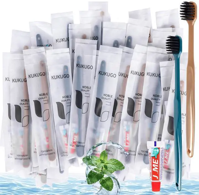 Main image of 40 Pack Disposable Toothbrushes with Toothpaste, Individually Wrapped Disposable Travel Toothbrushes, Soft Bristle Portable Oral Care Kits for Travel, Hotel, Camping, Guest, Home Use