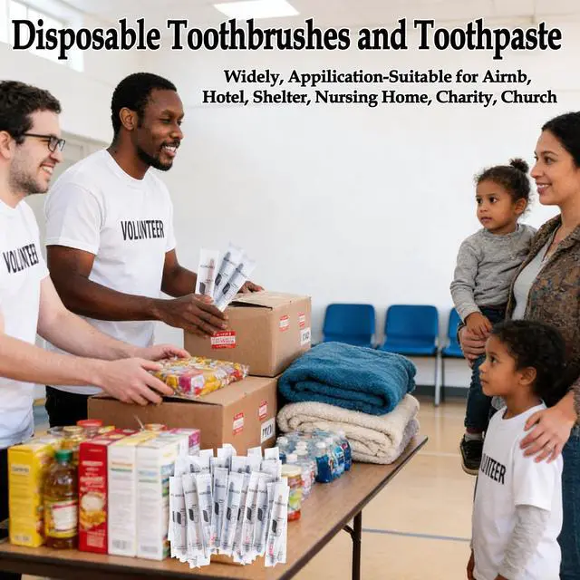Alt view image 4 of 4 - 40 Pack Disposable Toothbrushes with Toothpaste, Individually Wrapped Disposable Travel Toothbrushes, Soft Bristle Portable Oral Care Kits for Travel, Hotel, Camping, Guest, Home Use