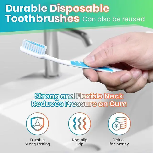 Alt view image 7 of 7 - 30 Pack Bulk Toothbrushes with Covers, Individually Wrapped Tooth Brush Pack for Adults & Kids, Disposable Toothbrush Medium Soft for Travel, Donations, Hotels