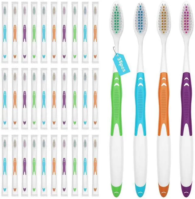 Main image of Bulk Toothbrushes 35 Pack, Individually Wrapped Toothbrushes Pack for Adults & Kids, Disposable Toothbrush Medium Soft for Travel, Donations, Hotels