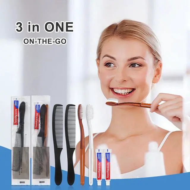 Alt view image 6 of 7 - 30 pcs Disposable Toothbrushes with Toothpaste and Comb Individually Wrapped,10g Travel Toothpaste,7inch Black Hair Comb, Toothbrush for Hotel,AirBnb,Shelter,Homeless
