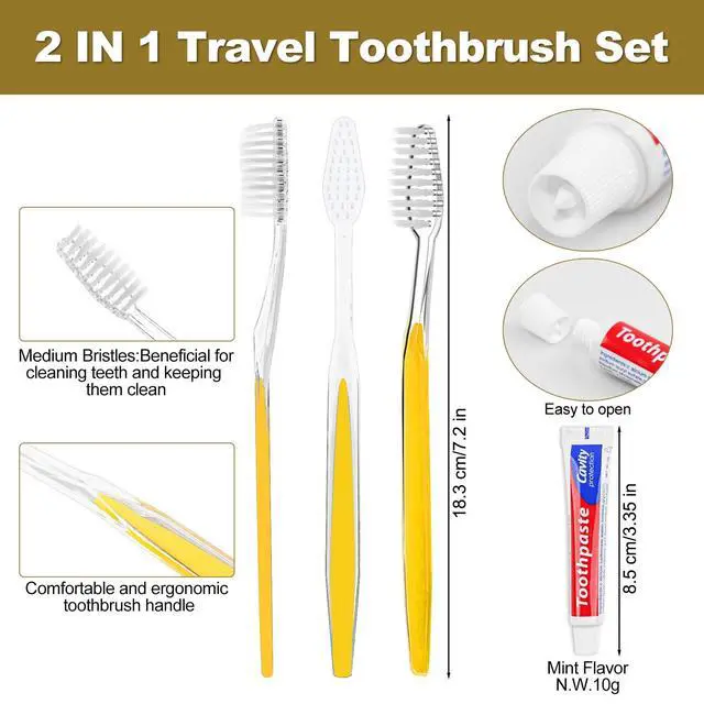 Alt view image 3 of 7 - Disposable Toothbrushes with Toothpaste Individually Wrapped 5 Colors Bulk Toothbrush and Toothpaste 10g for Homeless,Shelter,Air Bnb/Hotel/Guest Apartment (30)