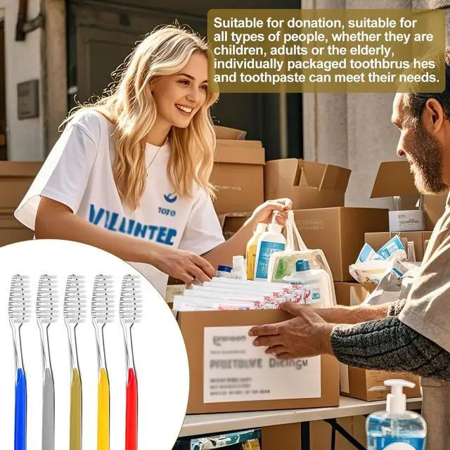 Alt view image 4 of 7 - Disposable Toothbrushes with Toothpaste Individually Wrapped 5 Colors Bulk Toothbrush and Toothpaste 10g for Homeless,Shelter,Air Bnb/Hotel/Guest Apartment (30)