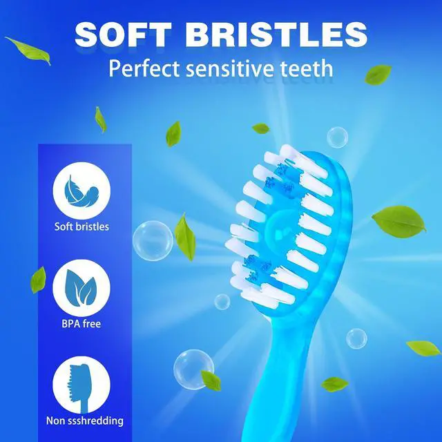 Alt view image 2 of 6 - 5 in 1 Mini Brushes-Disposable Toothbrushes with Toothpaste + Floss + Pick + Tongue Scraper | Travel Size | Individually Wrapped | Soft | Mint | Travel Set (Mix, 26 pcs)